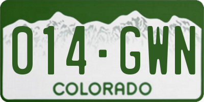 CO license plate 014GWN