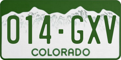 CO license plate 014GXV