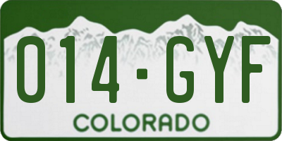 CO license plate 014GYF