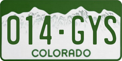CO license plate 014GYS