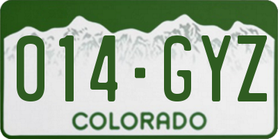 CO license plate 014GYZ