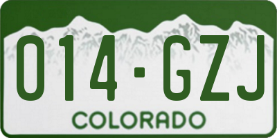 CO license plate 014GZJ