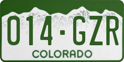 CO license plate 014GZR