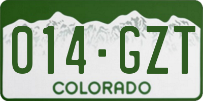 CO license plate 014GZT