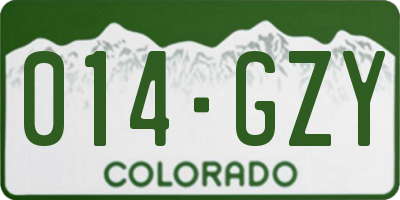 CO license plate 014GZY