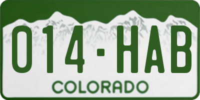 CO license plate 014HAB