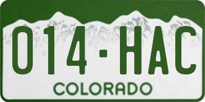 CO license plate 014HAC