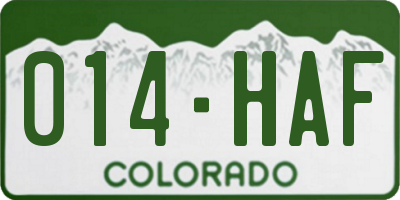 CO license plate 014HAF