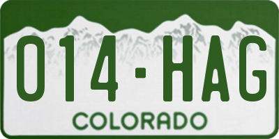 CO license plate 014HAG