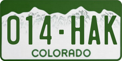 CO license plate 014HAK