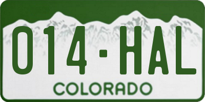 CO license plate 014HAL
