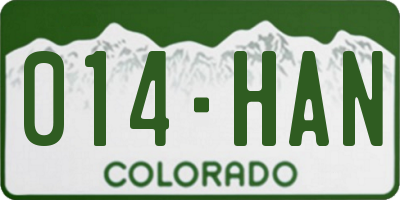 CO license plate 014HAN