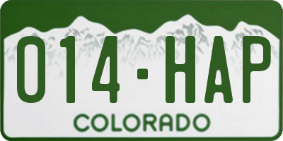 CO license plate 014HAP