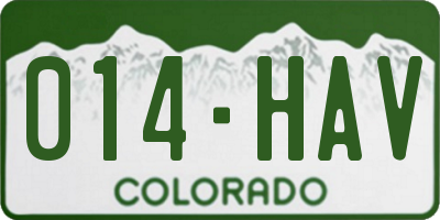 CO license plate 014HAV