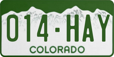 CO license plate 014HAY