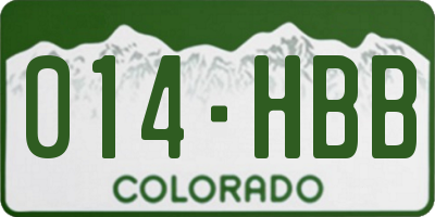 CO license plate 014HBB