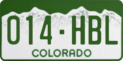CO license plate 014HBL