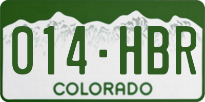 CO license plate 014HBR
