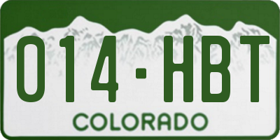 CO license plate 014HBT