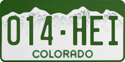 CO license plate 014HEI