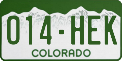 CO license plate 014HEK