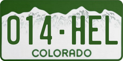 CO license plate 014HEL