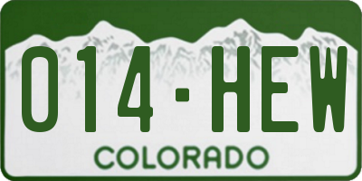 CO license plate 014HEW