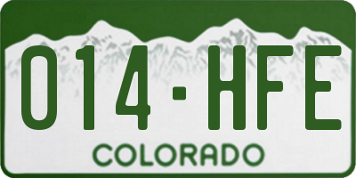 CO license plate 014HFE