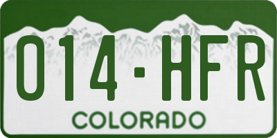 CO license plate 014HFR