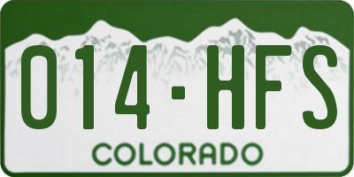 CO license plate 014HFS