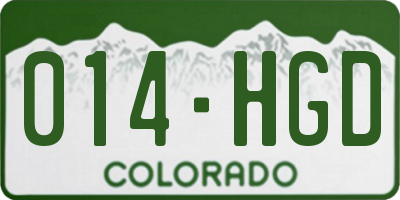 CO license plate 014HGD