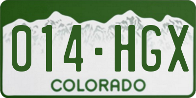 CO license plate 014HGX