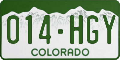 CO license plate 014HGY