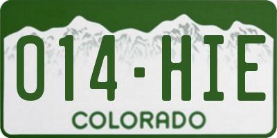 CO license plate 014HIE