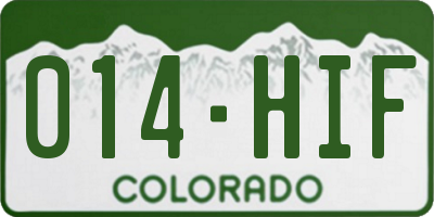 CO license plate 014HIF