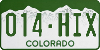 CO license plate 014HIX
