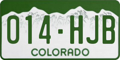 CO license plate 014HJB