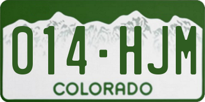 CO license plate 014HJM