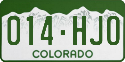 CO license plate 014HJO