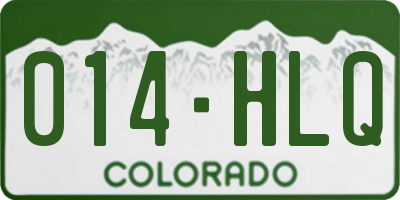 CO license plate 014HLQ