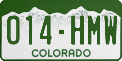 CO license plate 014HMW
