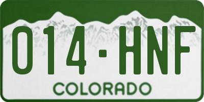 CO license plate 014HNF