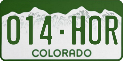 CO license plate 014HOR