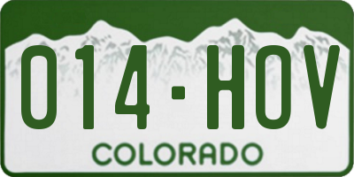 CO license plate 014HOV