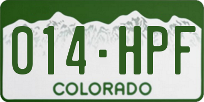 CO license plate 014HPF