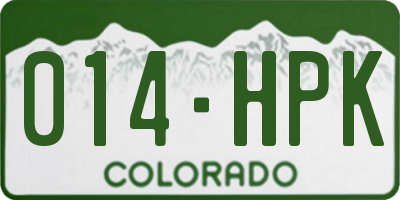 CO license plate 014HPK