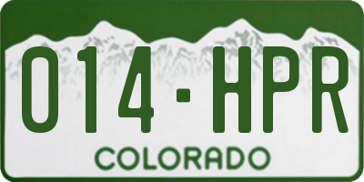 CO license plate 014HPR