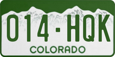 CO license plate 014HQK