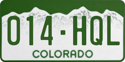 CO license plate 014HQL