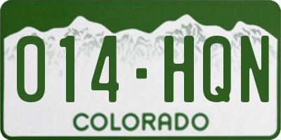 CO license plate 014HQN